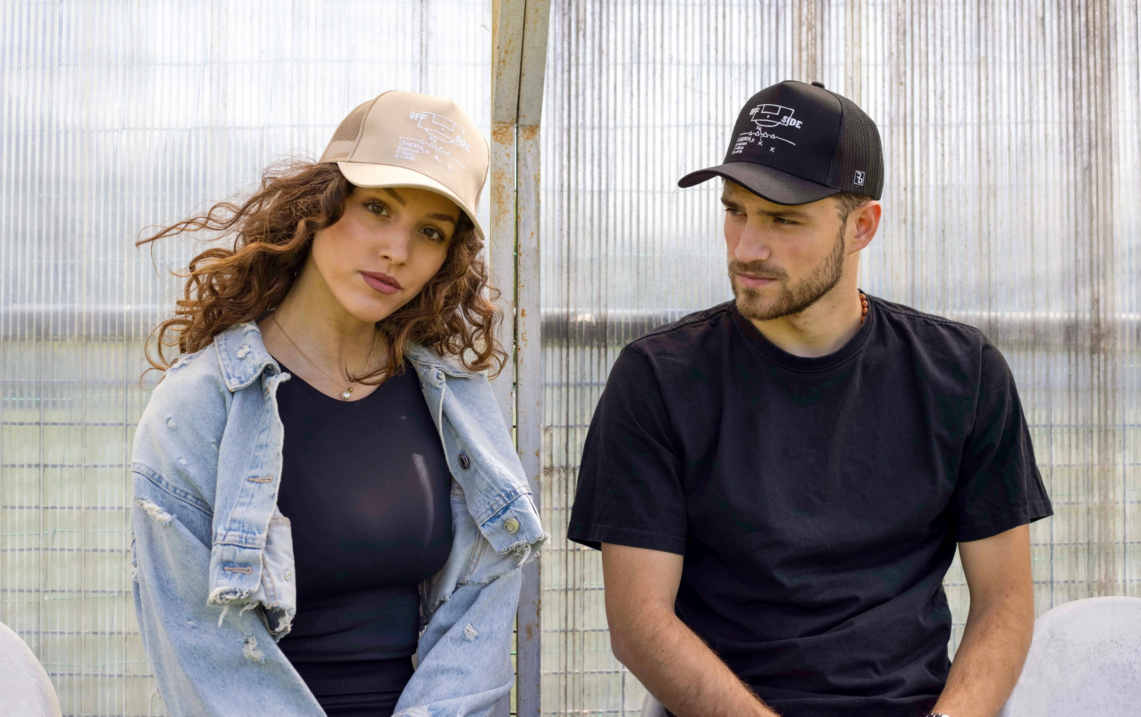 Picture of models wearing the Offside trucker cap